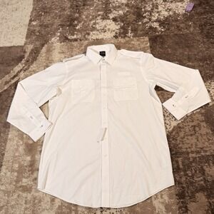 Brooks Brothers United Airlines Shirt Mens 17 36/37 White Long Sleeve Pilot NEW